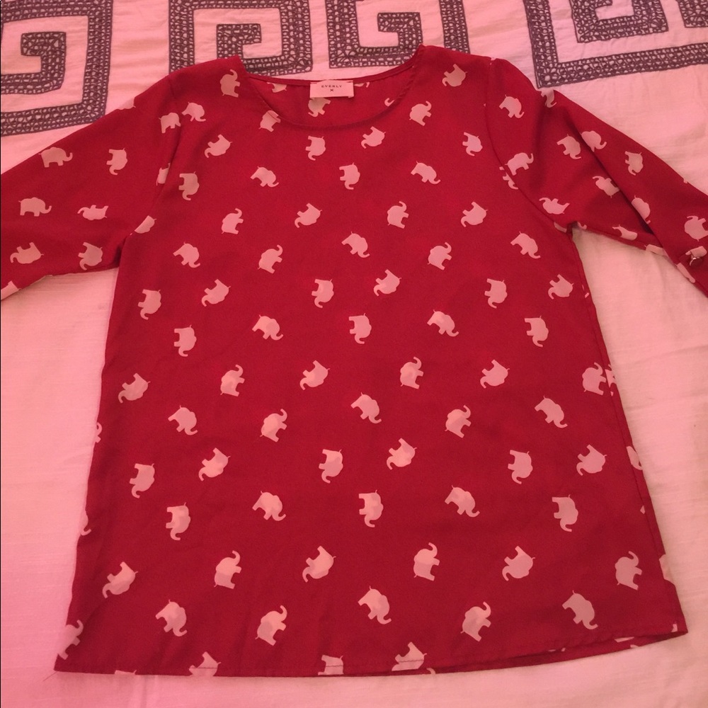 🐘ModCloth Everly Elephant Print Blouse🐘